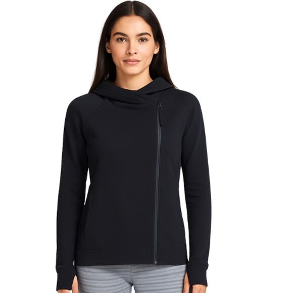 Nike Women's Tech Fleece Cape Jacket in Black EUC Size Large - Picture 1 of 6
